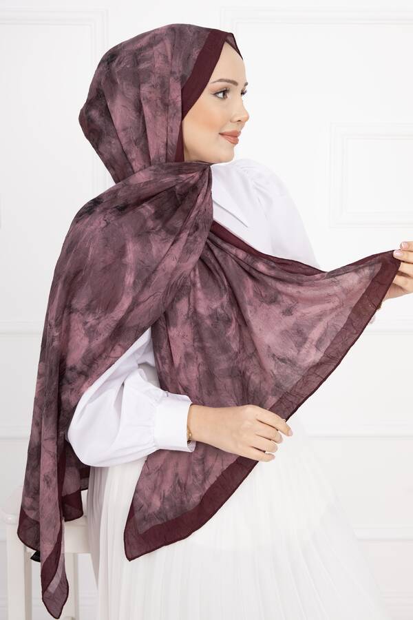 Msc - Batik Desen Bambu Şal Serisi Bordo