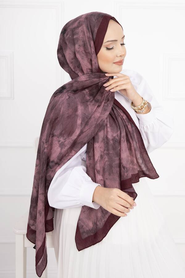 Msc - Batik Desen Bambu Şal Serisi Bordo (1)