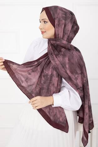 Batik Desen Bambu Şal Serisi Bordo - Thumbnail