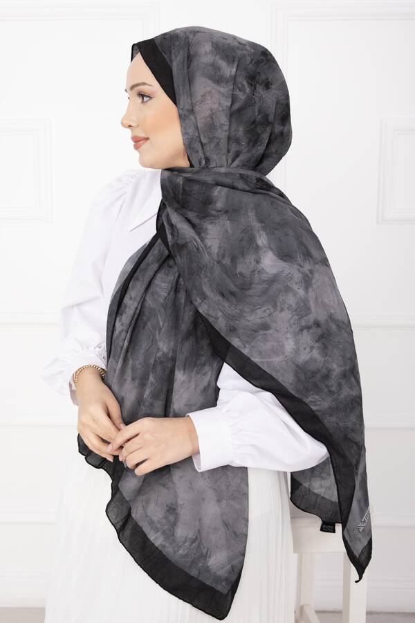 Batik Desen Bambu Şal Serisi Siyah - 3