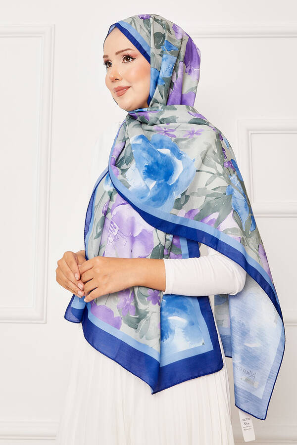 Batik Desen Çiçekli Tesettür Şal Saks