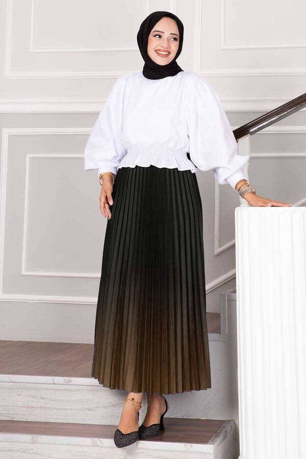 Batik Desen Piliseli Etek Siyah-Taba