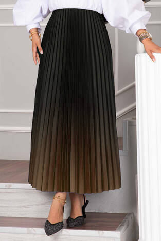 Batik Desen Piliseli Etek Siyah-Taba - Thumbnail