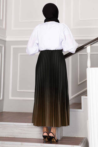 Batik Desen Piliseli Etek Siyah-Taba - Thumbnail