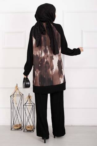 Batik Desen Ribanalı Tesettür İkili Takım Taba - Thumbnail