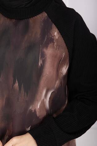 Batik Desen Ribanalı Tesettür İkili Takım Taba - Thumbnail