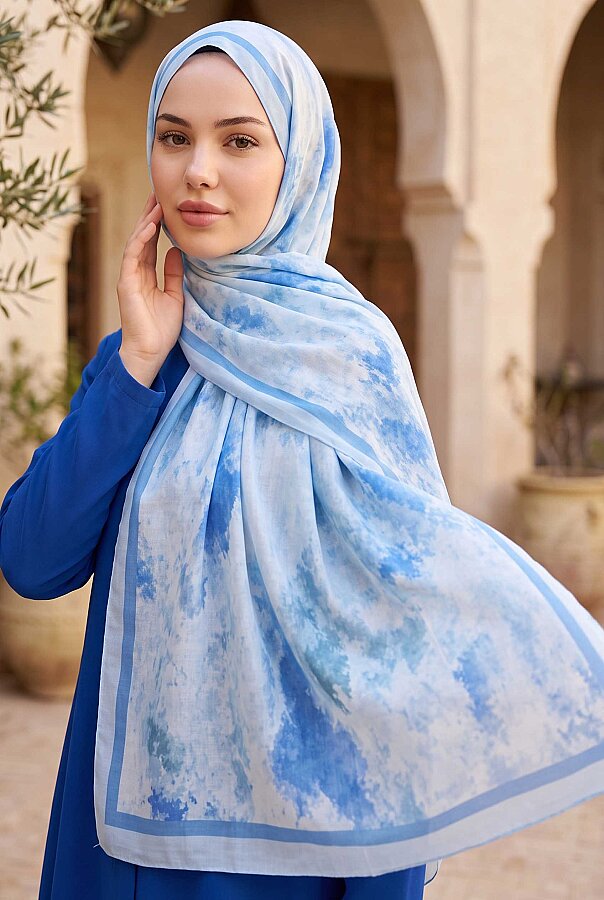 Batik Desen Şal Serisi Bebe Mavisi