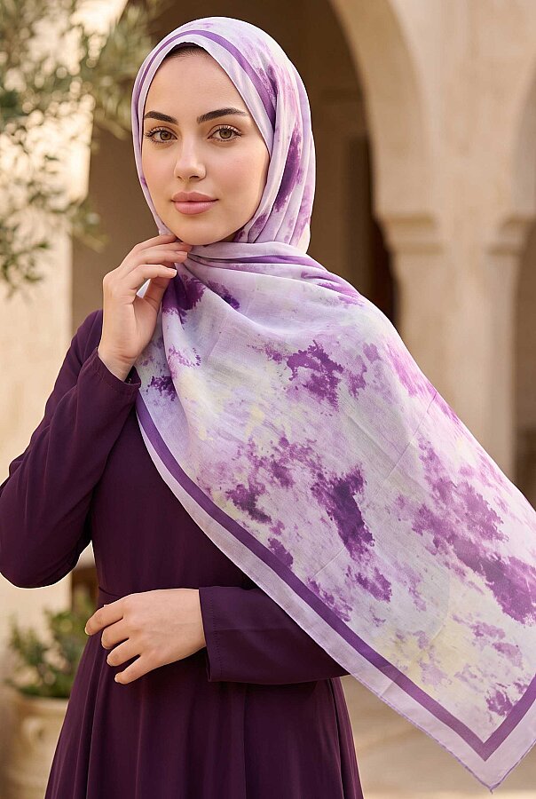 Batik Desen Şal Serisi Lila