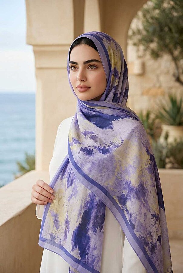 Batik Desen Şal Serisi Mor - 1
