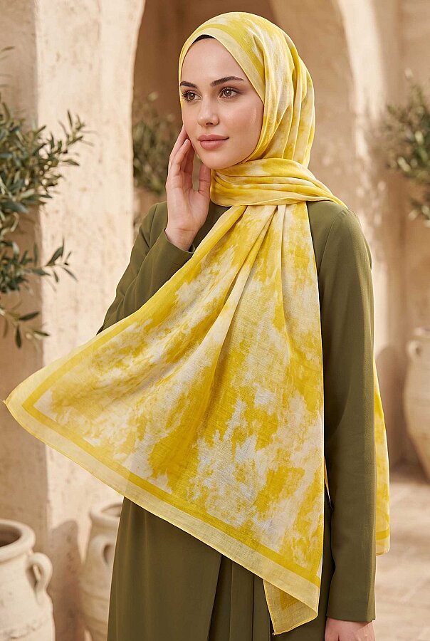 Batik Desen Şal Serisi Sarı
