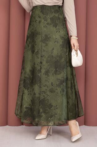 Batik Desen Tül Etek Haki - Thumbnail