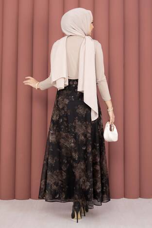 Batik Desen Tül Etek Siyah - Thumbnail