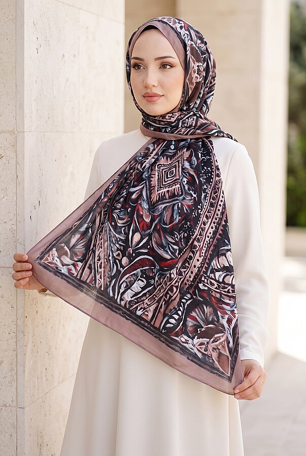 Batik Desenli Tesettür Şal -11