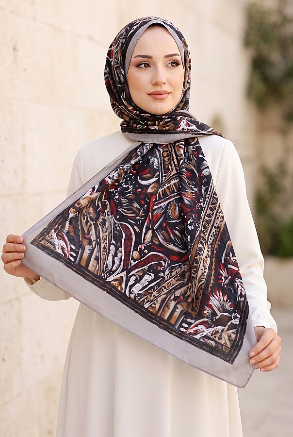 Batik Desenli Tesettür Şal -6