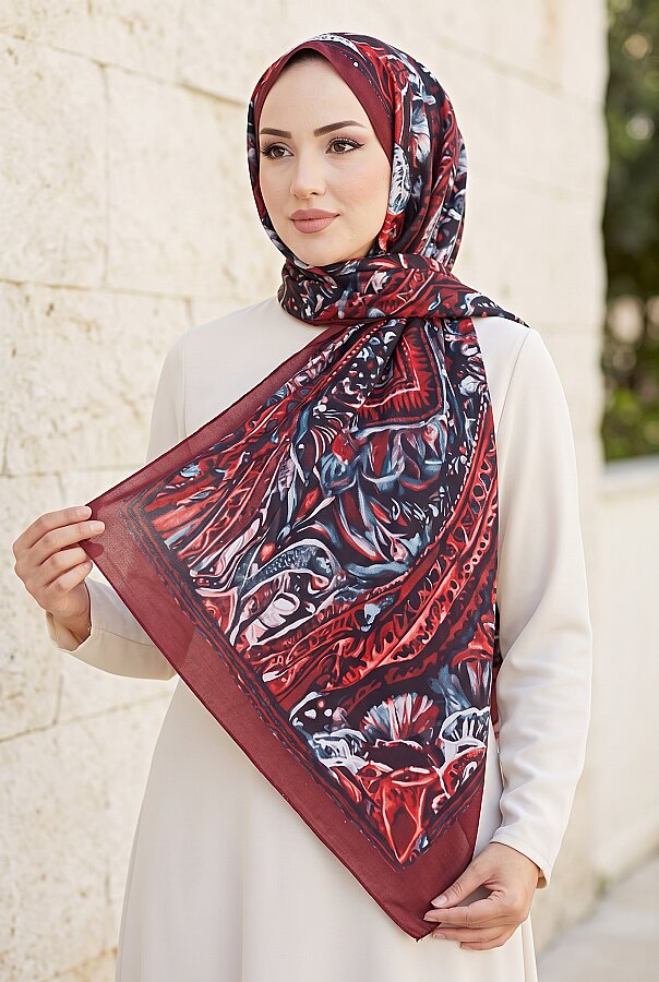 Batik Desenli Tesettür Şal -7