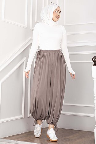 Bel Ve Paça Ayarlanabilir Şalvar Pantolon Gülkurusu - 4
