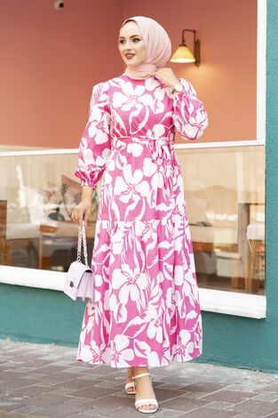 Beli Kuşaklı Çingene Elbise 100MD-12483-1 - Thumbnail