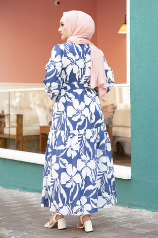 Beli Kuşaklı Çingene Elbise 100MD-12483-2 - Thumbnail