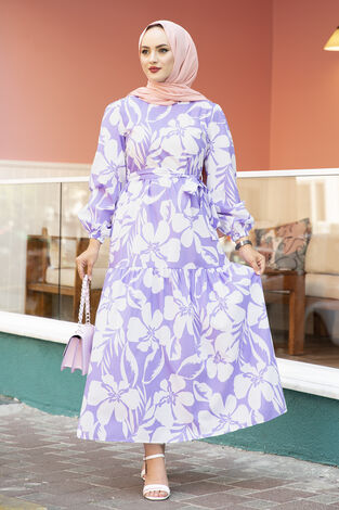 Beli Kuşaklı Çingene Elbise 100MD-12483-3 - Thumbnail