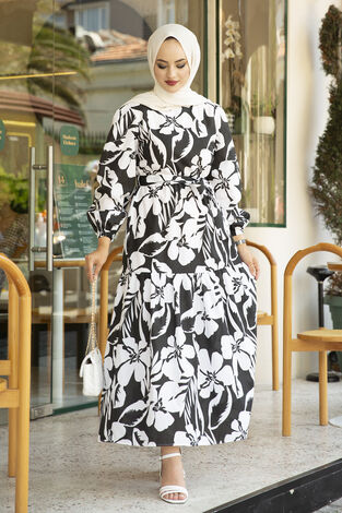 Beli Kuşaklı Çingene Elbise 100MD-12483-5 - Thumbnail