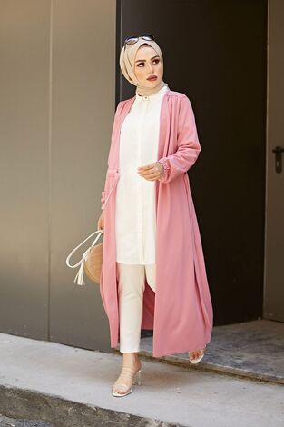 Beli Kuşaklı Kimono 5587 Pudra - Thumbnail