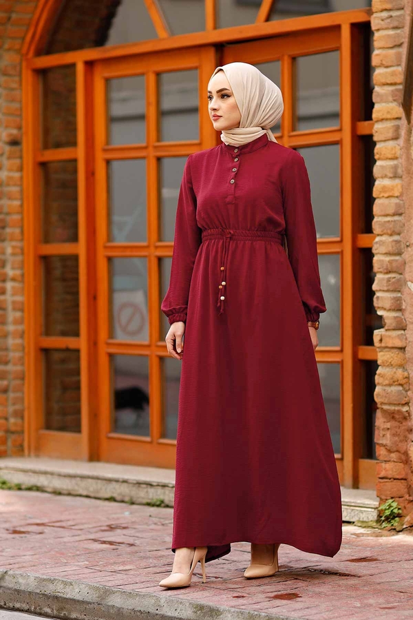 E - Beli Lastikli Aerobin Elbise 190E-2436 Bordo