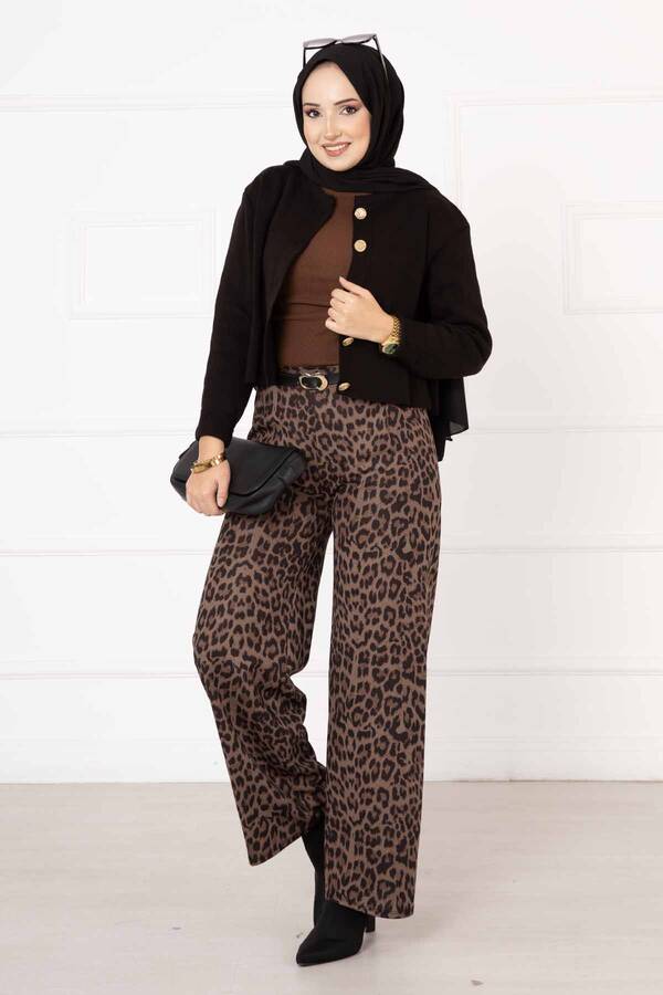 Leopar Desenli Pantolon - 4