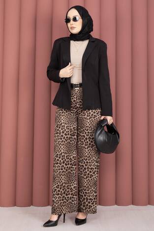 Beli Lastikli Benekli Pantolon -3 - Thumbnail