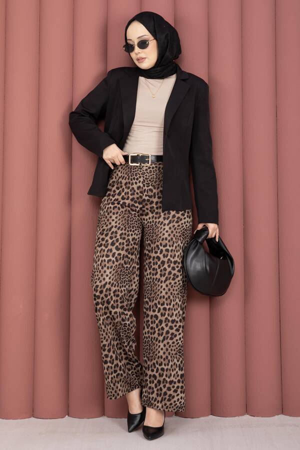 Leopar Desenli Pantolon - 5