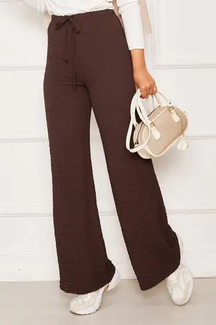 Beli Lastikli Bubble Pantolon Kahve - Thumbnail