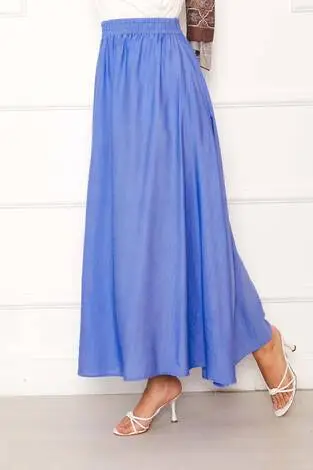 Beli Lastikli Cep Detaylı Etek Bebe Mavisi - Thumbnail