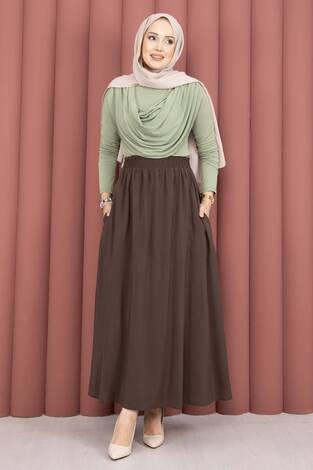 Beli Lastikli Cepli Tensel Etek Kahve - Thumbnail