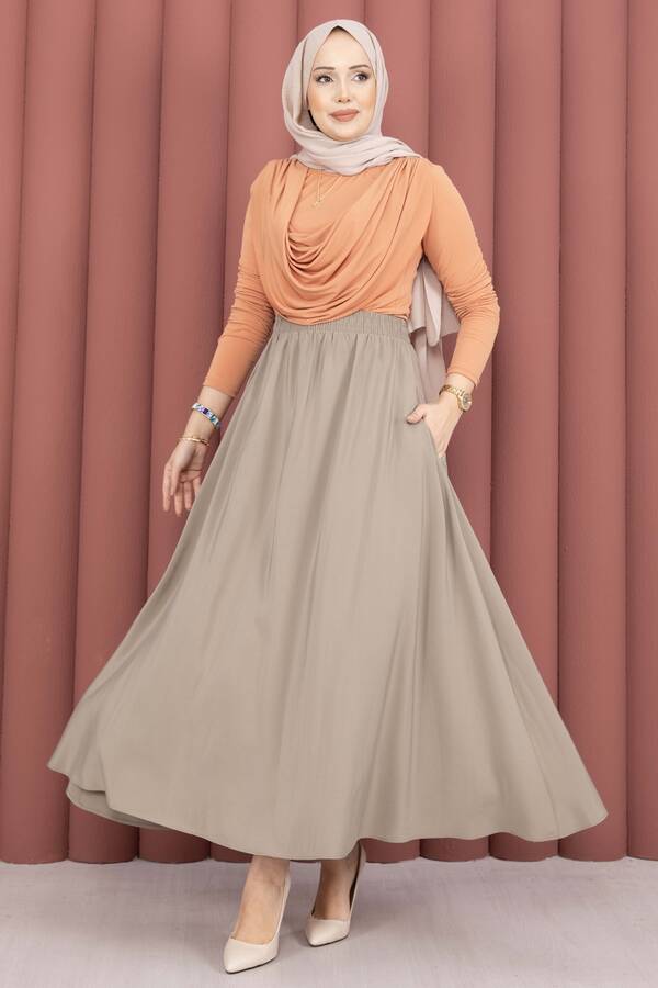 Kç - Beli Lastikli Cepli Tensel Etek Vizon