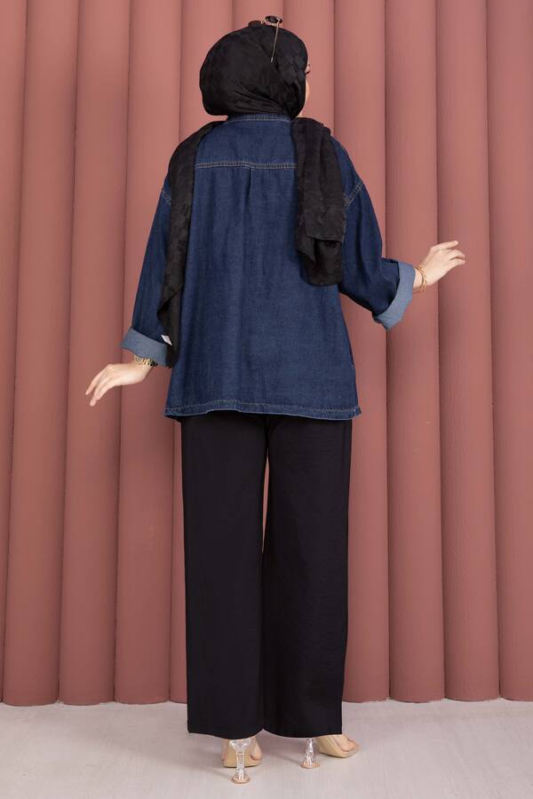 Beli Lastikli Cepli Tensel Pantolon Siyah - 4
