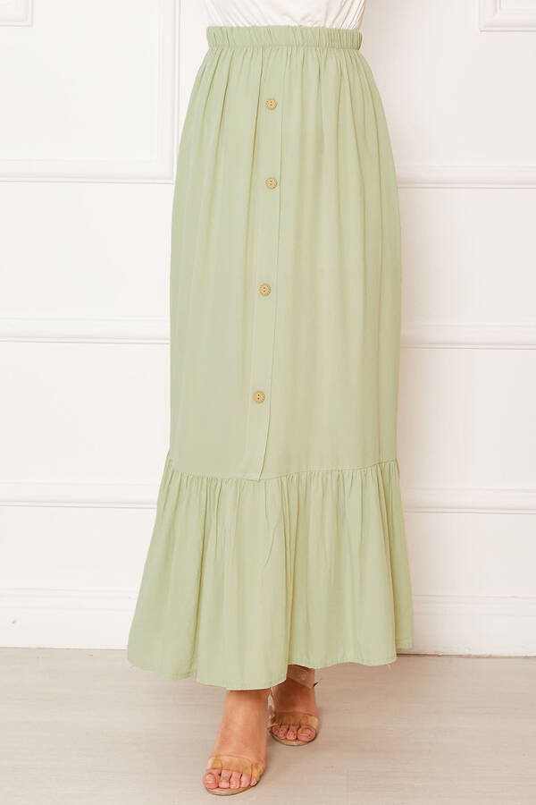 Zmr - Beli Lastikli Düğme Detaylı Tesettür Etek Su Yeşili (1) Zmr - Beli Lastikli Düğme Detaylı Tesettür Etek Su Yeşili (1)