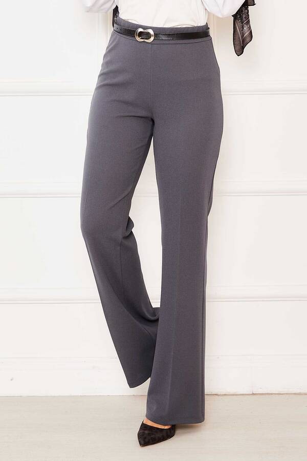 Beli Lastikli İspanyol Paça Pantolon Füme - 3