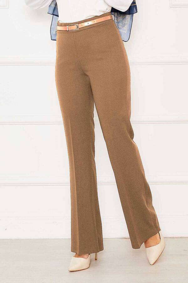 Kç - Beli Lastikli İspanyol Paça Pantolon Latte (1) Kç - Beli Lastikli İspanyol Paça Pantolon Latte (1)