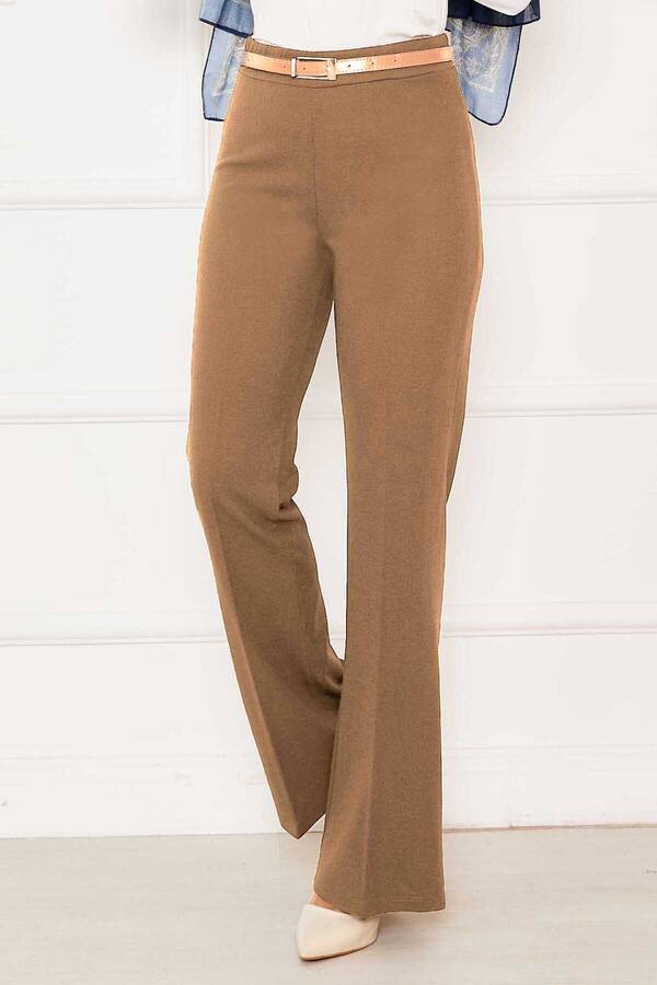 Beli Lastikli İspanyol Paça Pantolon Latte - 3