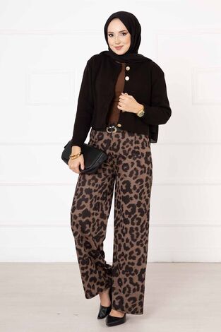 Beli Lastikli Leopar Pantolon -2 - Thumbnail