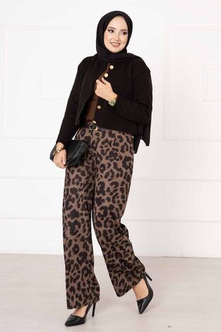 Beli Lastikli Leopar Pantolon -2 - Thumbnail