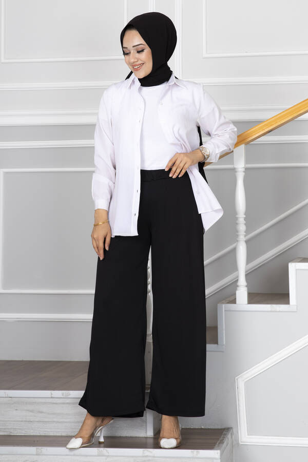 Beli Lastikli Tesettür Pantolon Siyah Beli Lastikli Tesettür Pantolon Siyah