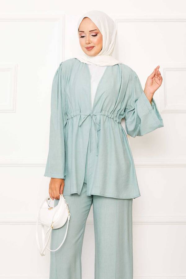 MD - Beli Tünel Kuşaklı Kimono İkili Takım Mint (1) MD - Beli Tünel Kuşaklı Kimono İkili Takım Mint (1)