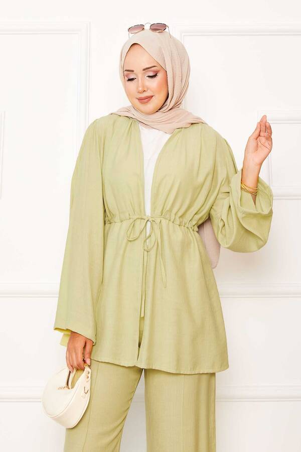 MD - Beli Tünel Kuşaklı Kimono İkili Takım Yağ Yeşil (1) MD - Beli Tünel Kuşaklı Kimono İkili Takım Yağ Yeşil (1)