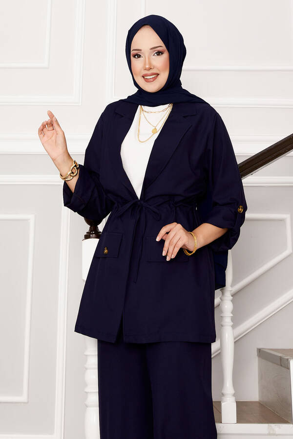 Nz - Beli Tünelli Kolları Katlanabilir Ceket Takım Lacivert (1) Nz - Beli Tünelli Kolları Katlanabilir Ceket Takım Lacivert (1)