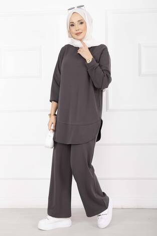 Bisiklet Yaka Basic Oyşo İkili Takım Füme - Thumbnail