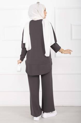 Bisiklet Yaka Basic Oyşo İkili Takım Füme - Thumbnail