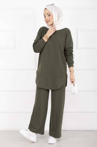 Bisiklet Yaka Basic Oyşo İkili Takım Haki - Thumbnail