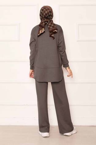 Bisiklet Yaka Basic Oyşo İkili Takım Koyu Vizon - Thumbnail