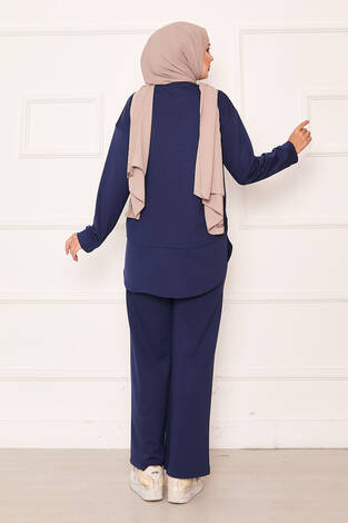 Bisiklet Yaka Basic Oyşo İkili Takım Lacivert - Thumbnail