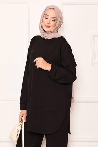 Bisiklet Yaka Basic Oyşo İkili Takım Siyah - Thumbnail